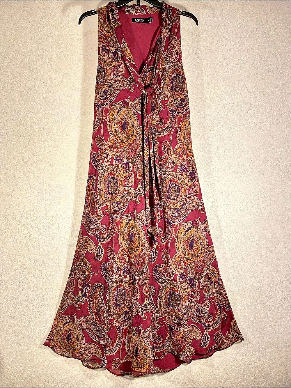 Lauren Ralph Lauren Paisley Maxi Dress in Red & Gold Size 18W Like New